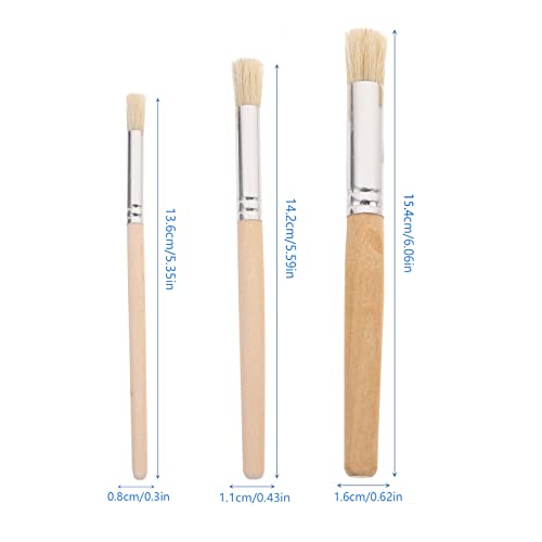 Exceart Wooden Stencil Brushes Natural Stencil Bristle Brushes Professional Paint Brushes Round Pointed Tip Nylon Hair Wooden Handle Painting Brushes for Acrylic Watercolor Oil Painting 6pcs