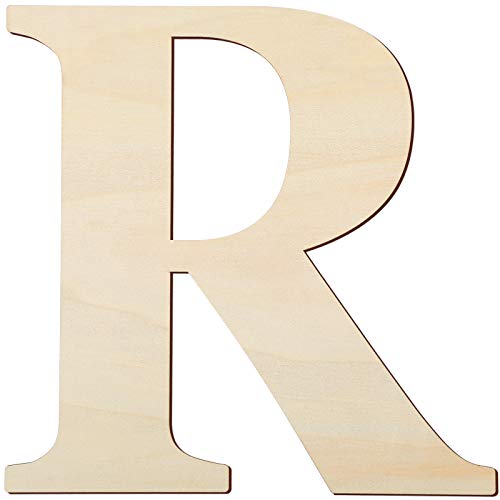 12 Inch Unfinished Wooden Letters Wood Letters Sign Decoration Wooden Decoration for Painting, Craft and Home Wall Decoration (Letter R)