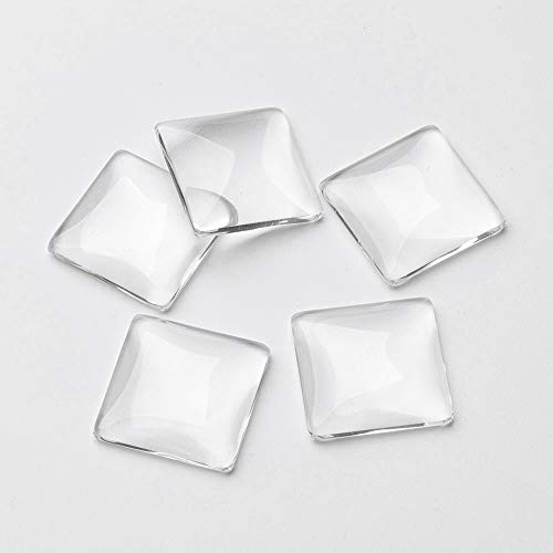 SHUNAE 50pcs 10mm Square Transparent Clear Glass cabochons for Earring and Earring Stud for DIY-Jewelry-findings