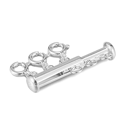 925 Sterling Silver Layered Detangler Clasp 3 Strands, Layering Necklace Clasps, Detangler Spacer Tube Clasp, Bar Clasp (3-Strand)