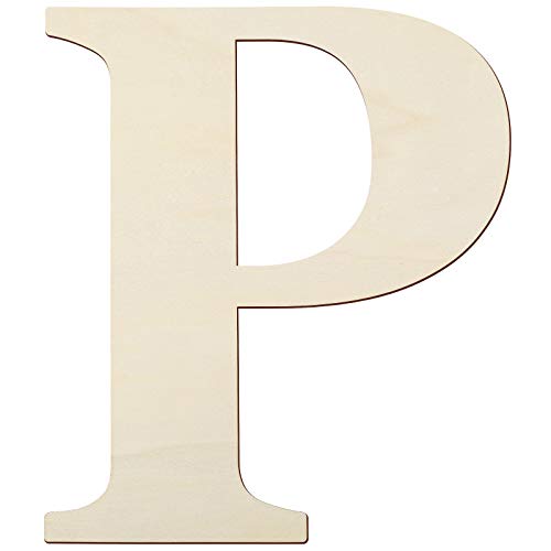 12 Inch Unfinished Wooden Letters Wood Letters Sign Decoration Wooden Decoration for Painting, Craft and Home Wall Decoration (Letter P)