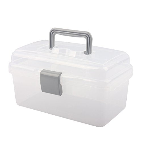 BangQiao Multipurpose Plastic Storage Container Box with Handle and Latch Lock, Clear Gray