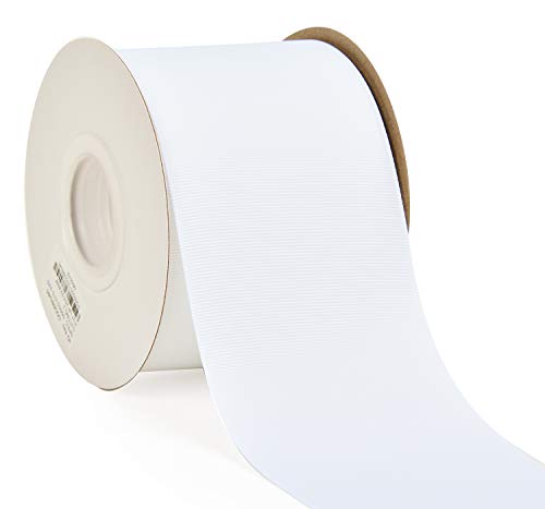YAMA 3 inch Solid Grosgrain Ribbon Roll - 25 Yards for Gift Wrapping Ribbons, White
