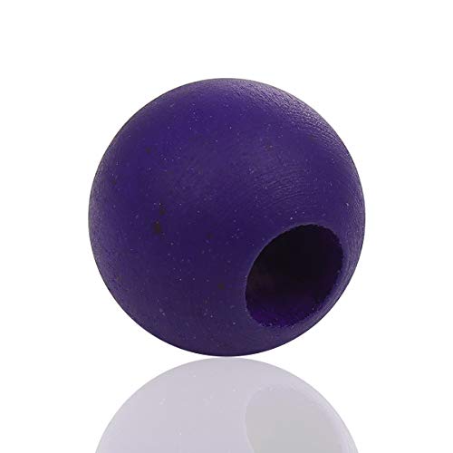 40 Painted Purple Large Hole Wood Macrame Bead 24mm Round with 9mm Large Hole