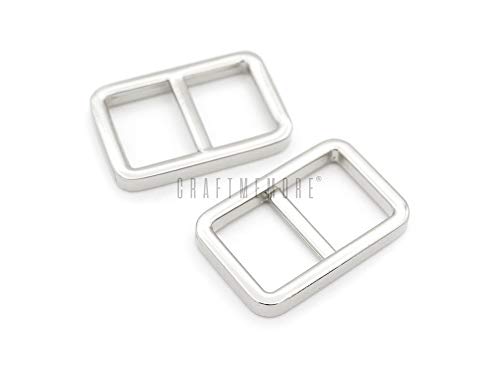 CRAFTMEMORE 1/2 Inch Slide Buckle Bag Belt Strap Adjuster Quality Purse Accessories 4 pcs SC11 (Silver)
