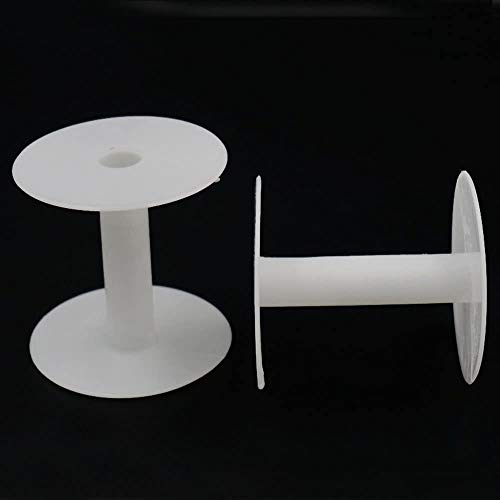 Bluemoona 10 PCS - Empty Plastic Wire Spools Bobbins Round Ends for Various Size Cord Ribbon (White)