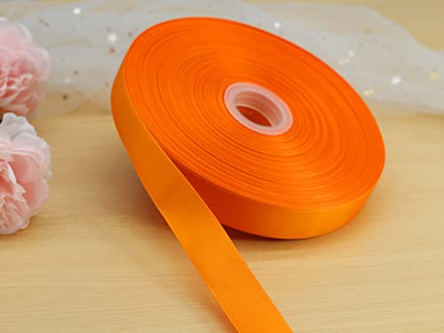 Jesep One Roll 100 Yards Soild Grosgrain Ribbon Boutique Gift Wrapping Package Ribbon, DIY Crafts Bow Hair Headband Accessories Assorted Ribbon #24 (1" 25mm, Orange)