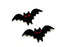 TH Set of 2 Tiny. Mini Black Evil Bat Vampire Halloween Cute Cartoon Logo Patches Sew Iron on Embroidered Applique Badge Sign Patch Clothing Costume