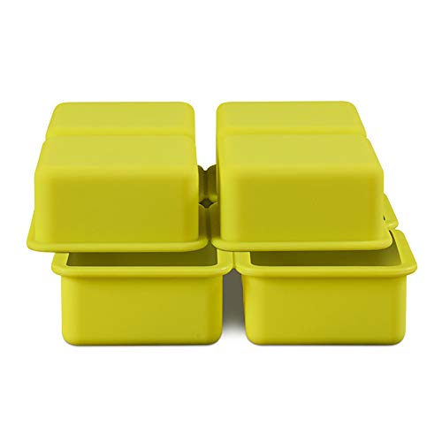 QELEG 2 Pcs 4 Cell Sponge Square Soap Molds Silicone Soap Mold Cake Bar Bakeware DIY Handmade Soap Molds (Square)