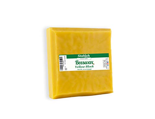 Stakich Yellow Beeswax Block - Natural, Triple Filtered - 1 Pound