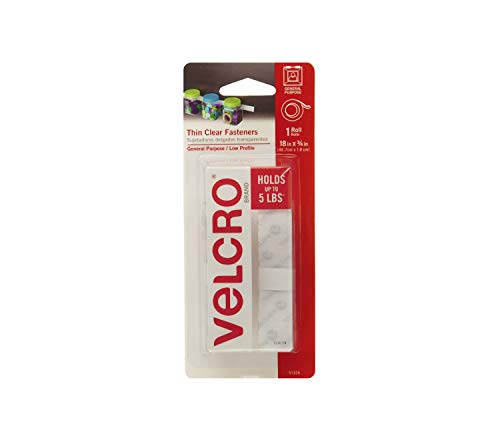 VELCRO Brand - Thin Clear Fasteners | Perfect for Home or Office | 18in x 3/4in Tape