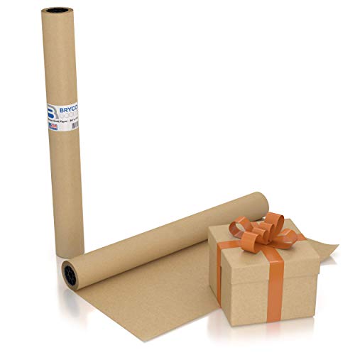 Large Brown Kraft Paper Roll - 36" x 1200" (100 ft) - Made in USA - Ideal for Gift Wrapping, Packing, Moving, Postal, Shipping, Parcel, Wall Art, Crafts, Bulletin Boards, Floor Cover or Table Runner