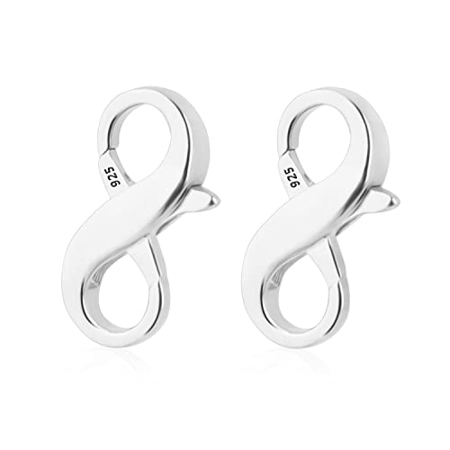 KINBOM 2 Pieces Double Opening Lobster Clasps, 925 Sterling Silver Lobster Clasp Jewelry Making Clasps Necklace Connectors for DIY Jewelry Making and Repairing (0.6inch)