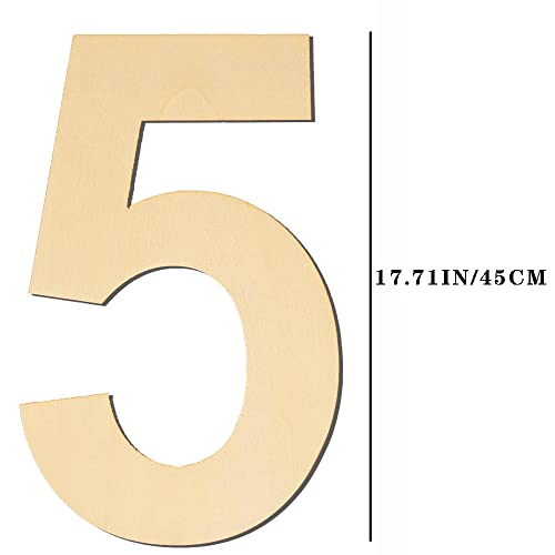 17 inch Large Wooden Numbers, Wood Number, Blank Wooden Number, Wooden Sign Board, Wooden Numbers for Crafts, DIY Projects, Birthday, Party, Wedding Decorations (Number 5)