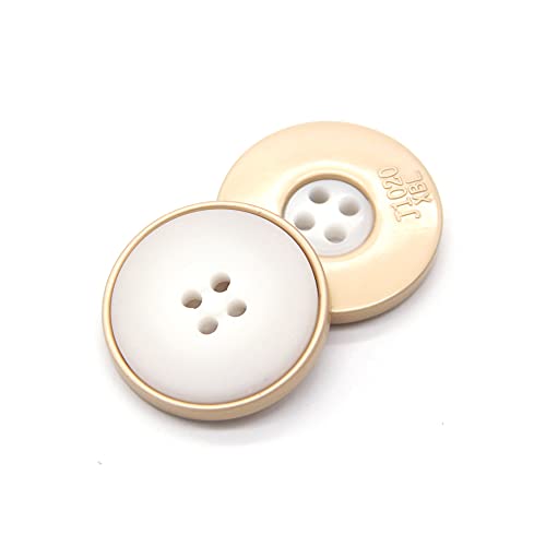 5 PCS 4 Hole Coat Buttons White Black Metal Resin Buttons Flatback Craft Buttons for Clothes Decoration Sewing Crafts (White, 18mm)