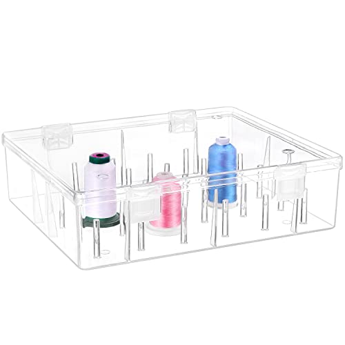 New brothread Tall and Clear Storage Box/Organizer for Holding 30 Spools Home Embroidery & Cotton Thread Spool Compatible with Tall Thread Spool from Isacord/Floriani/Madeira/Glide/RA/ConnectingThread