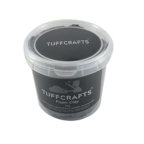 TUFFCRAFTS Premium Foam Clay (300g Black) -Premiun Quality, High Density, Lightweight -Air Dries within 24 to 48 Hours -Cut, Sand, Glue or Paint -Light Weight, Flexible and Non-Toxic. Moldable Cosplay