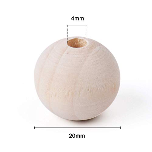 Foraineam 500 Pieces 20mm Natural Wood Beads Unfinished Round Wooden Loose Beads Wood Spacer Beads for Craft Making