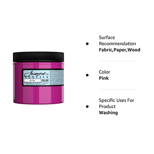 Jacquard Fabric Paint for Clothes - 8 Oz Textile Color - Pink - Leaves Fabric Soft - Permanent and Colorfast - Professional Quality Paints Made in USA - Holds up Exceptionally Well to Washing