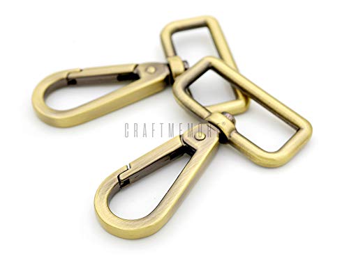 CRAFTMEMORE 2PCS 1-1/2 Inch Push Gate Snap Hooks Metal Swivel Lobster Claw Clasp Purse Hardware SC21 (Brushed Brass)