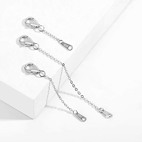 Necklace Extender White Gold Chain Extender 925 Sterling Silver Necklace Bracelet Anklet Extenders Chain Extension for Jewelry Making (1 2 3 inch)