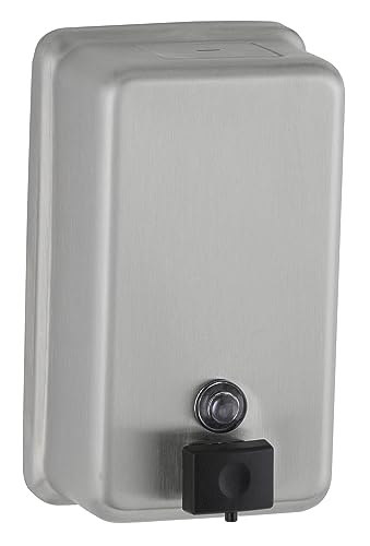 BOBRICK 2111 ClassicSeries Stainless Steel Surface-Mounted Soap Dispenser, Satin Finish, 40 fl. oz. Capacity, 8-1/8" Height, 4-3/4" Width