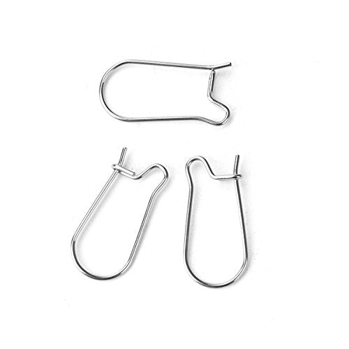 JGFinds Stainless Steel Ear Wire Hooks, 48 Pack Earring Findings, Secure Lock Kidney Wires - Teardrop Dangle 3/4 Inch