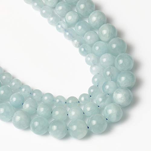 Yochus 10mm Aquamarine Beads Round Loose Stone Beads for Jewelry Making