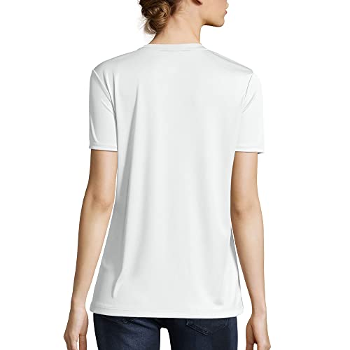 Hanes Women's Cooldri Short Sleeve Performance V-Neck T-Shirt (1 Pack), White, Medium