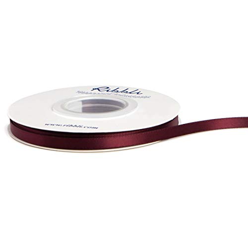 Ribbli Double Faced Burgundy Satin Ribbon,1/4” x Continuous 25 Yards,Use for Bows Bouquet,Gift Wrapping,Floral Arrangement