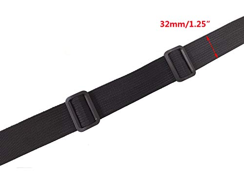D DrNeeko 20 Pcs 1-1/4 Inch Black Plastic Tri-Glide Slides Button Adjustable Webbing Triglides Slider Buckle for Belt Backpack and Bags (32mm, Black)