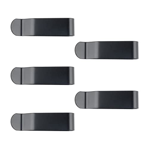 Edtape 5 PCS Black Metal 55x15mm Holster Sheath Belt Clip Snap Clip Clasp Spring Buckle Hook for Wallets, Pouches, Tape Measure, 5PC-2.16in x 0.59in