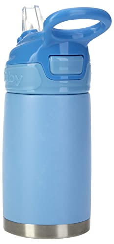 Nuby Thirsty Kids No Spill Flip-It Reflex Stainless Steel Travel Cup, Blue, 10 Oz