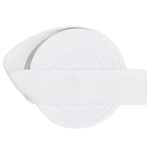 Losita 1 inch X 5 Yards Natural Cotton Twill Tape Herringbone Soft Fabric Webbing Strap Ribbon, Bias Binding for Sewing Gift Wrapping DIY Cloth Bag Holders Blanket Edge Supplies (White)