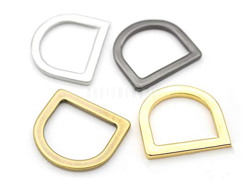 CRAFTMEMORE 3/4" or 1" Flat D-Rings Purse Loop Flat Metal D-Ring Findings for Bag Belt Strap Webbing Pack of 10 PTDH (1 Inch, Silver)