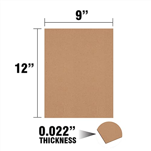 Chipboard Sheets, Lightweight .022 Thick - Cardboard Sheets, Hardboard for Mailing, Shipping Pads, Craft Board, Scrapbooking, Picture Frame and Document Prints Backing (9" x 12", 25-Pack)