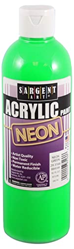 Sargent Art 16 Ounce Neon Green Acrylic Paint, Non-Fading, Rich Vivid Pigments, Brilliant Matte Finish, Fast Dry Formula, Non-Toxic