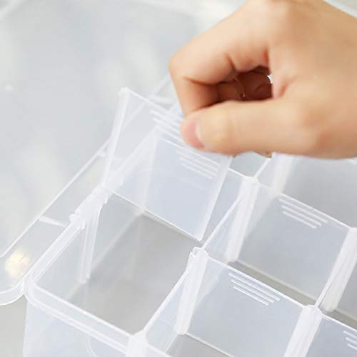 Adjustable 15-Compartment Grid Slot Plastic Storage Box Jewelry Bead Tool for Washi Tape, Art Supplies and Sticker Container Organizer Case