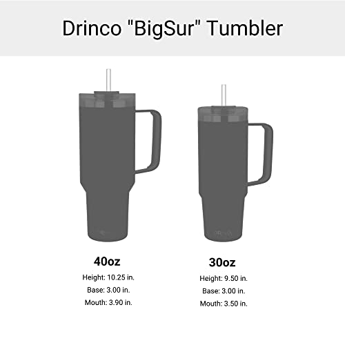 Drinco 40oz 30 oz Tumbler with Handle, Straw Lid, Insulated Stainless Steel Travel Mug Water Bottle Ice Coffee Cup For Cold and Hot, BigSur (30oz, Black)