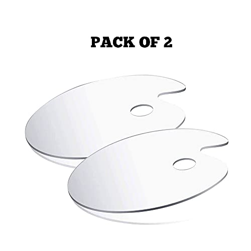 2 Pack of Clear Paint Palettes for Acrylic Painting, 12x8 French Style Oval Plexiglass Transparent Art Paint Pallet Holder Tray for Artist Painter