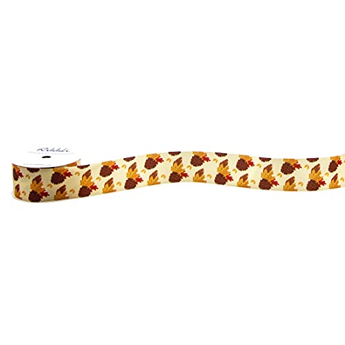 Ribbli Satin Fall Leaf Ribbon,1-1/2 Inch x 10 Yard,Yellow/Brown/Orange/Red,Use for Gift Wrapping,Autumn/Fall Decoration,Thanksgiving,Farm Decor,Home Decor