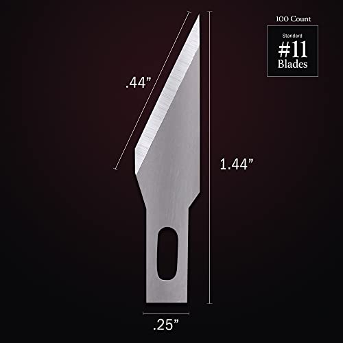 WA Portman 100 Hobby Knife Blades - 100 Count Knife Blade Refill Pack - Carbon Steel Craft Knife Blades 100 Pack - #11 Craft Blades Compatible with Most Craft Knife or Finger Blade Handles