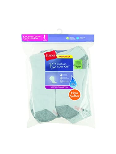 Hanes womens 10-pair Value Pack Low Cut athletic socks, White, 5 9 US