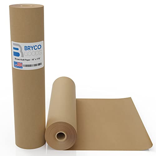 Brown Jumbo Kraft Paper Roll - 18" x 2100" (175') Made in The USA - Ideal for Packing, Moving, Gift Wrapping, Postal, Shipping, Parcel, Wall Art, Crafts, Bulletin Boards, Floor Covering, Table Runner