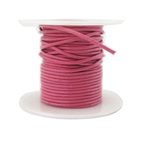 Glory Qin Soft Round Genuine Jewelry Leather Cord Leather Rope Beading String (1.5mm, Pink)