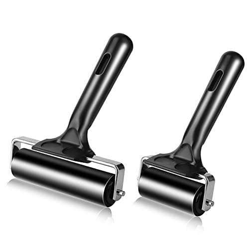 2Pcs Rubber Roller Brayer Rollers Hard Rubber 4 and 2.2 Inch for Printmaking (Black) by HRLORKC…