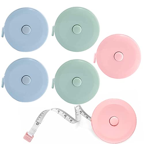 6Packs Pretty Sewing Tape Measure Retractable Tape Measure for Body Measurements 60 Inchs Tailor Fabric Cloth Tape Measure Pocket Waist Measuring Tape 1.5 Meter (Macaron 3colour)