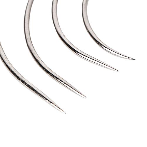 100 Pack C Shaped Needles Curved Needles Weaving Embroidery Needle Curved Bookbinding Needles Small Curved Wigs Hair Leather Carpet Hook Sewing Needles Canvas Hand Needles