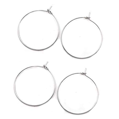 200pcs Adabele 316 Grade Surgical Stainless Steel Hypoallergenic 50mm Round Hoop Connector for Earrings Pendant Wine Glass Charm Jewelry Making SEF3-5