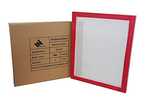 20 x 24 Inch Pre-Stretched Aluminum Silk Screen Printing Frames with 160 White Mesh (2 Pack Screens)